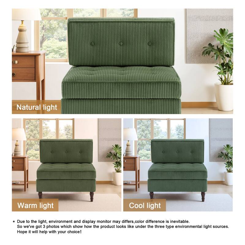 Modern Corduroy Corner Armchair Armless Chair sofa