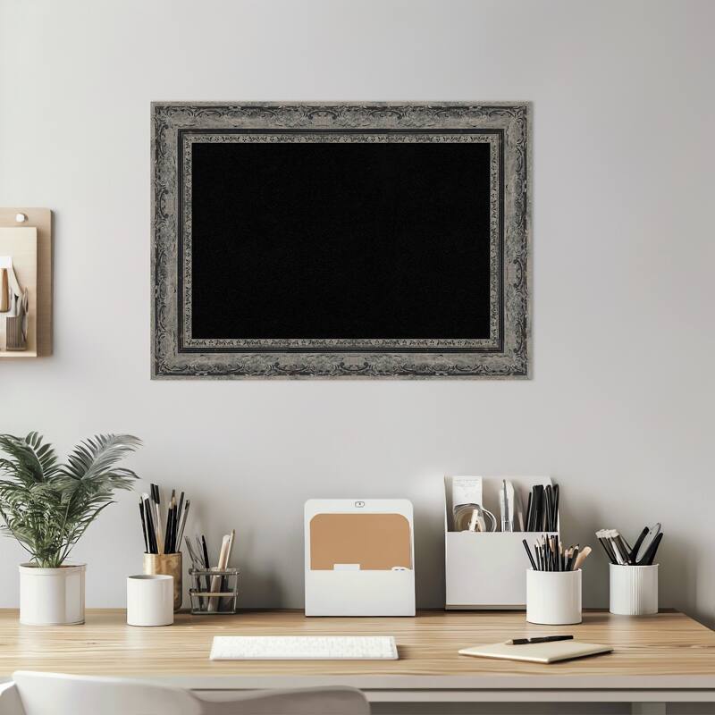 Filigree Matte Black Framed Cork Board - Bulletin Board, Organization Board, Pin Board