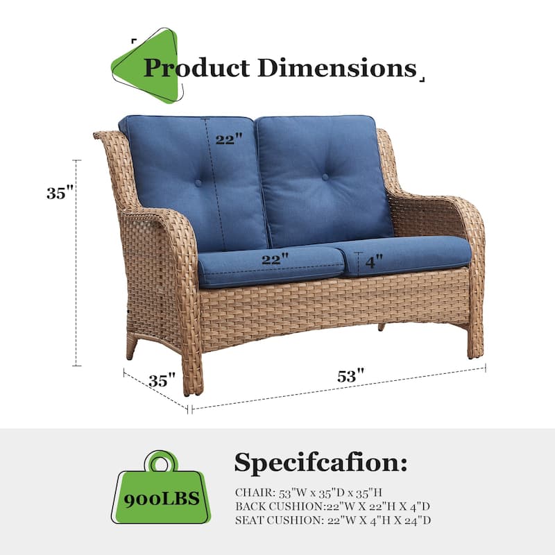 Gymojoy Patio Loveseat Sofa with Cuhsion