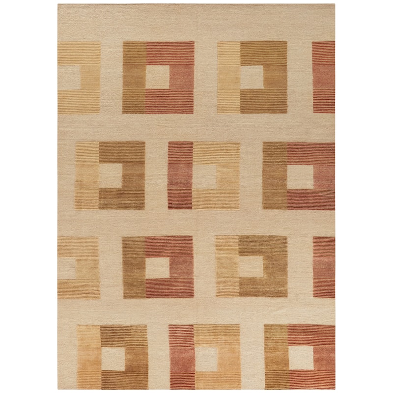 SAFAVIEH Hand-knotted Santa Fe Chiyomi Modern Wool Rug - 4' x 6' - Dark Beig