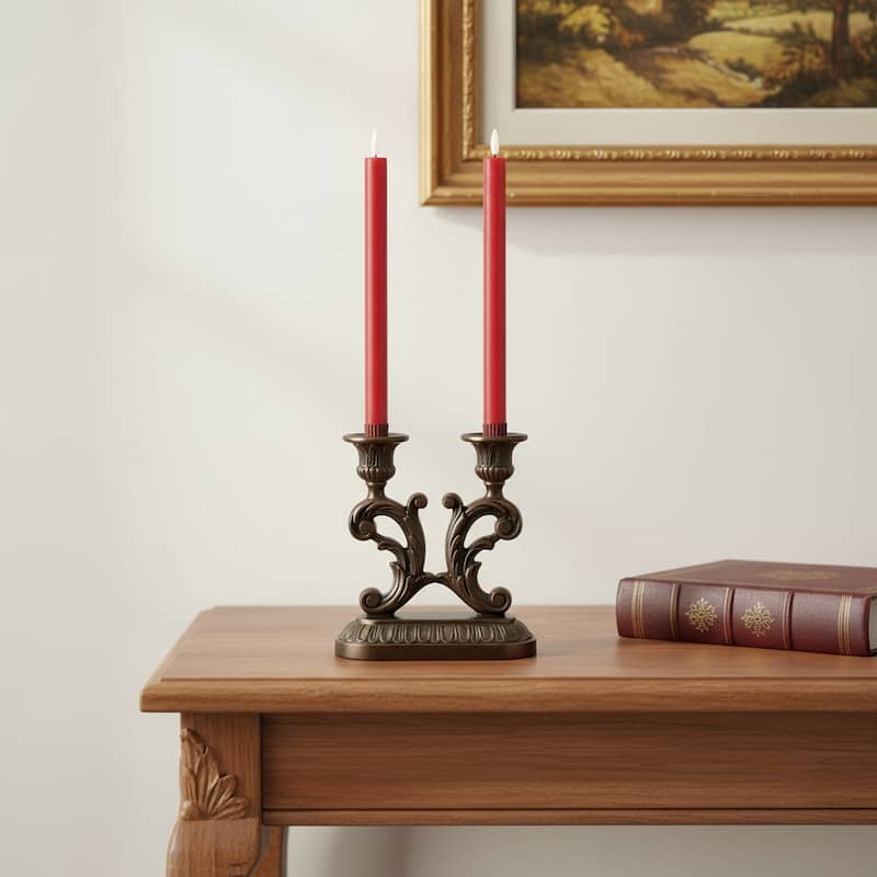 Set of Two Red Flameless Taper Candles - Red