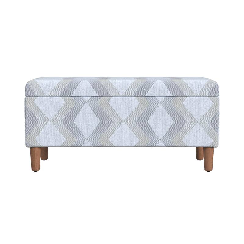 Zia Accent Storage Bench, Cream Gray Woven Diamond Pattern, 36 Inch