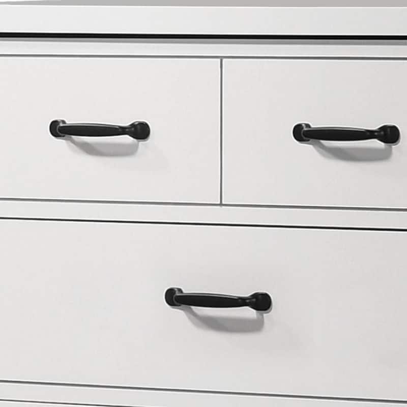 Tall 5-Drawer Crisp White Dresser with Black Handles, Smooth Glide Drawers, and Sleek Modern Storage Solution