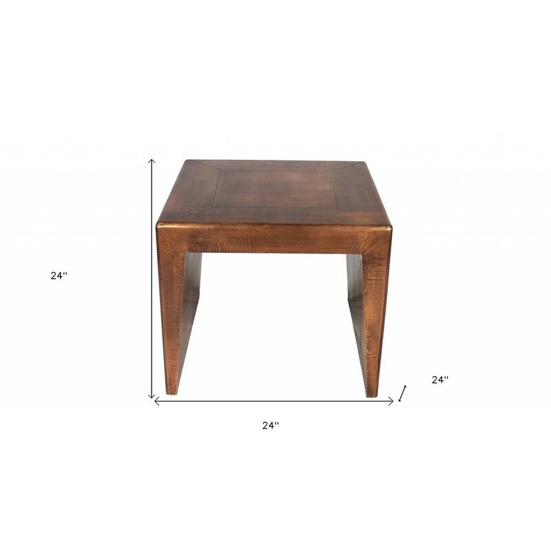 HomeRoots 24" Copper Wood and Metal Square End Table - 24