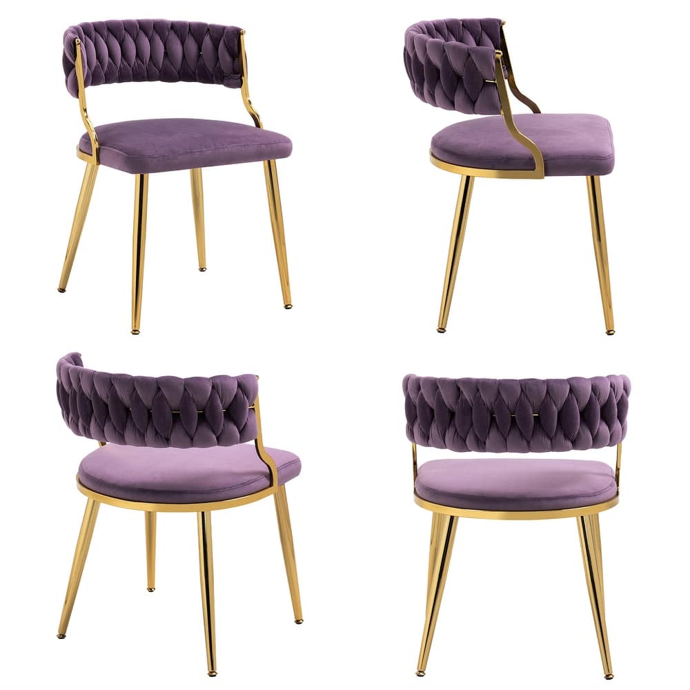 4PACK Upholstered Dining Chairs with Woven Back