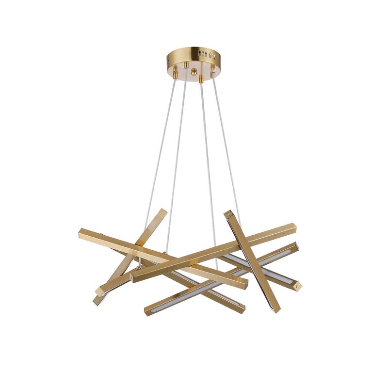 LED Integrated Nordic Modern Linear Sleek Gold Chandelier