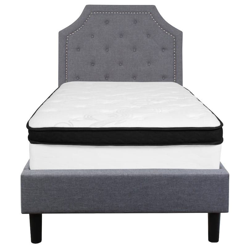 Arched Tufted Platform Bed and Memory Foam Pocket Spring Mattress