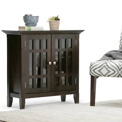 WYNDENHALL Freemont Solid Wood Transitional Low Storage Media Cabinet - 32"w x 14"d x 31" h