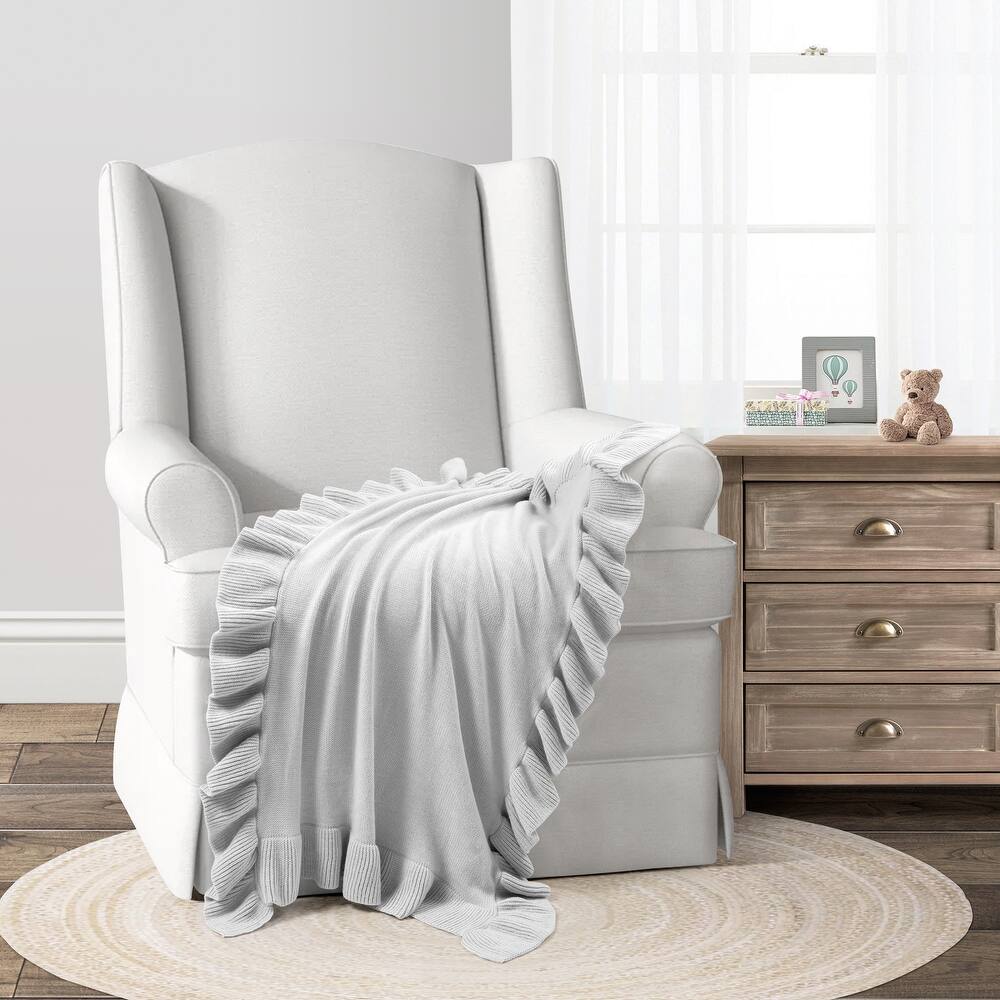 Lush Decor Reyna Soft Knitted Ruffle Baby/Toddler All-Season Blanket - 40" x 30"