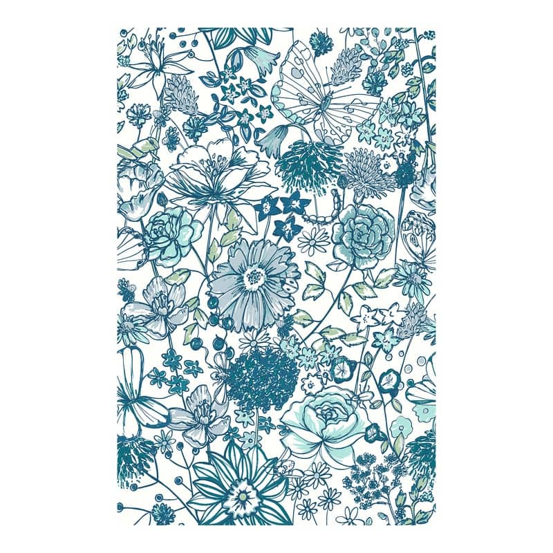 A-Street Prints Daley Blue Line Floral Wallpaper