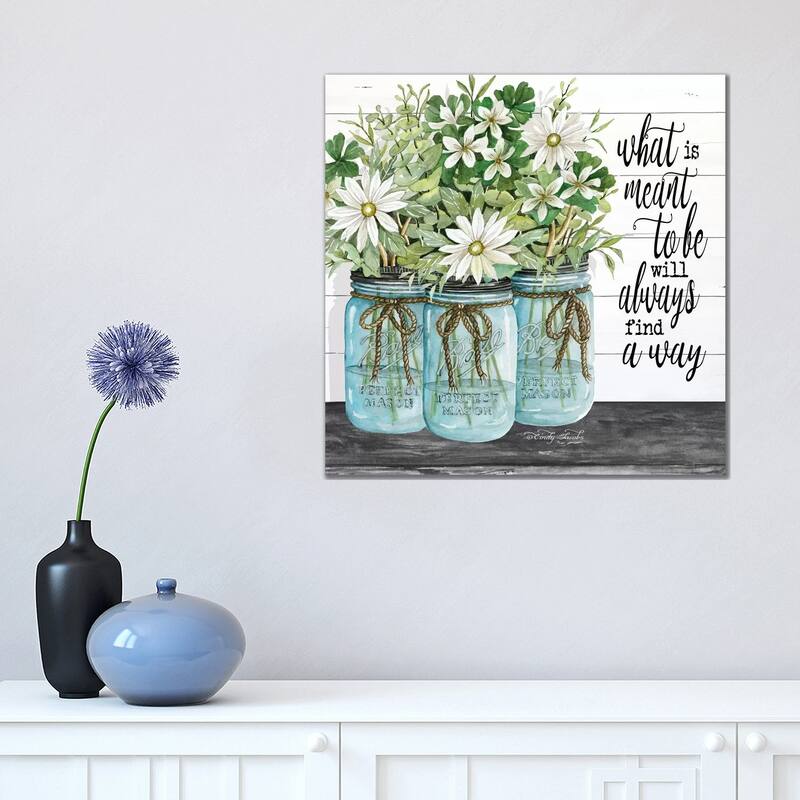 iCanvas "Blue Jars - What is Meant to Be" by Cindy Jacobs Canvas Print - 18x18x1.5