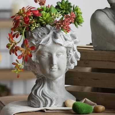 8" x 9" x 11.5"Cement Bust Wall Planter
