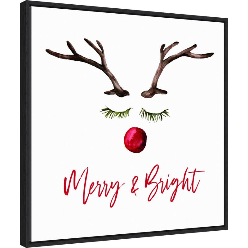 Reindeer Merry and Bright by Amanti Art Portfolio Framed Canvas Wall Art