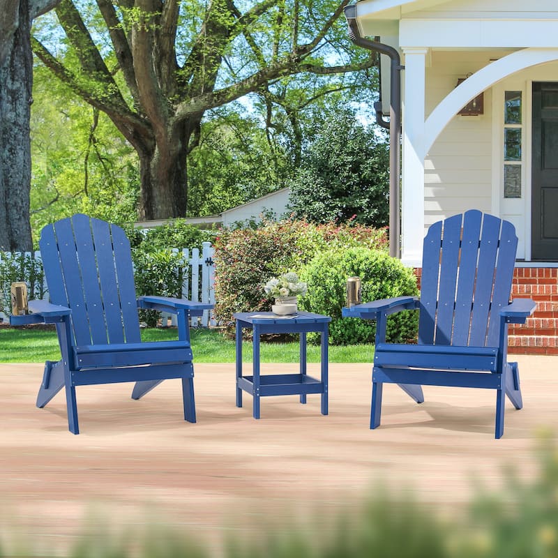 Bonosuki Set of 2 Folding Adirondack Chair Patio Fire Pit Chair - Blue