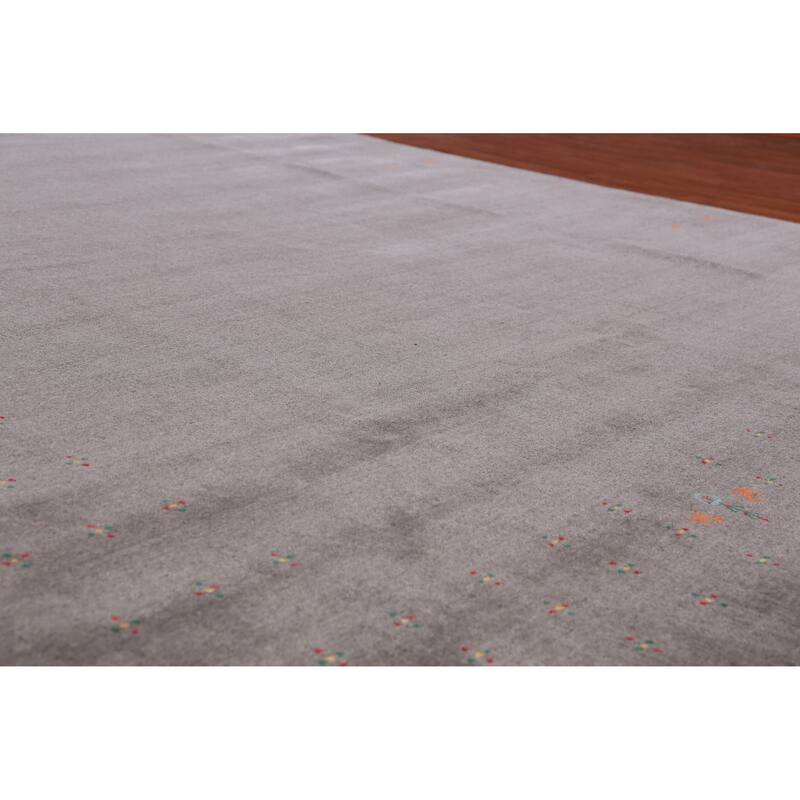 Hand Knotted Oriental 100% Wool Carpet Tribal Tribal Greys & Charcoal Gabbeh Area Rug - 10' 2'' X 8' 7''