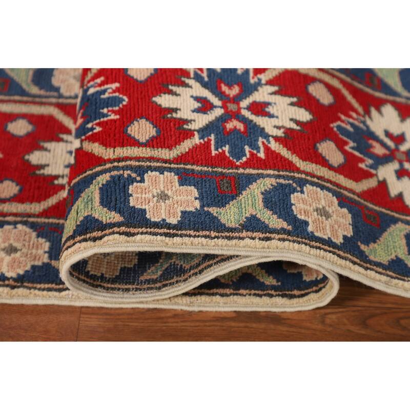 Beige / Ivory Traditional Kazak Oriental Rug Hand-Knotted Wool Carpet - 6'7" x 9'8"