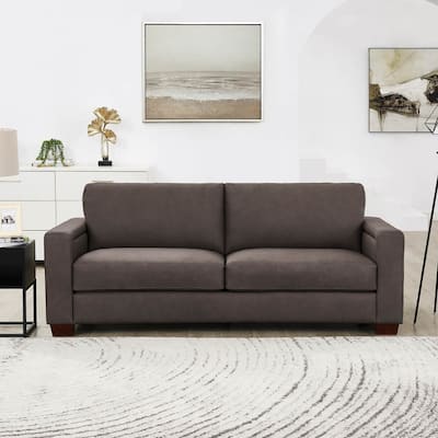 Hydeline Marciano Top Grain Leather Sofa Couch with Feather, Memory Foam and Springs