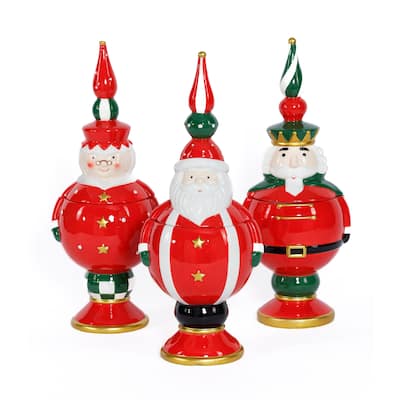 Hand-Painted Ceramic Cookie Jar, Set of 3 Assorted Styles