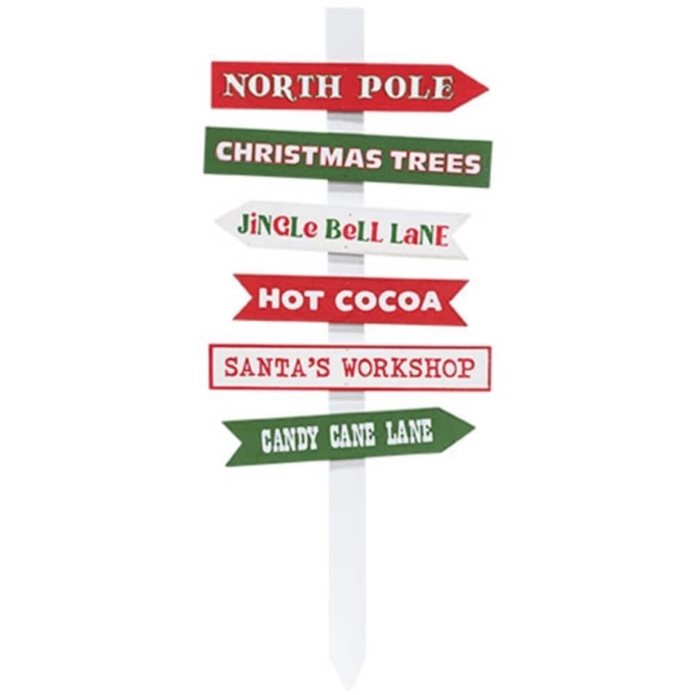 North Pole Words Primitive Signpost Christmas Table Decor - 6” x 0.50” x 14.50”