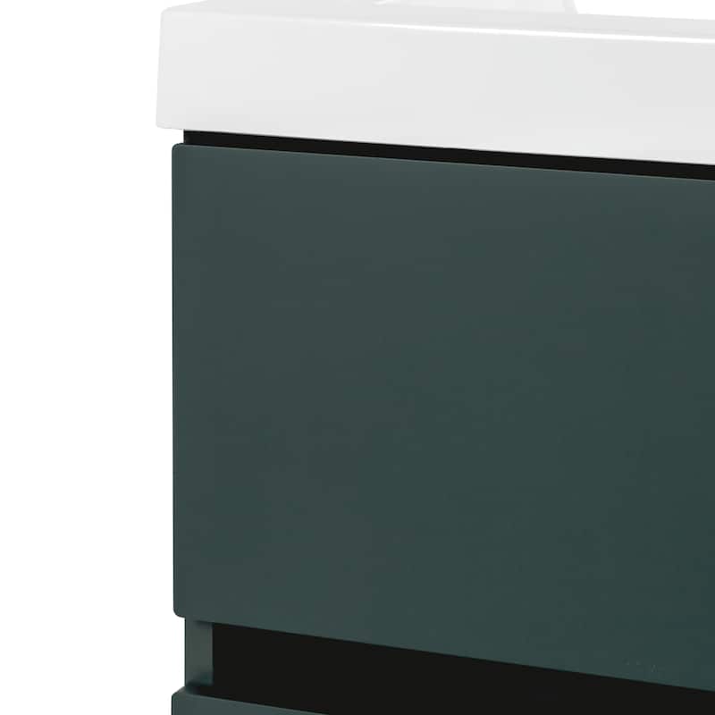 Spring Mill Cabinets Innes 24.5" 2-Drawer Floating Bathroom Vanity With White Sink Top