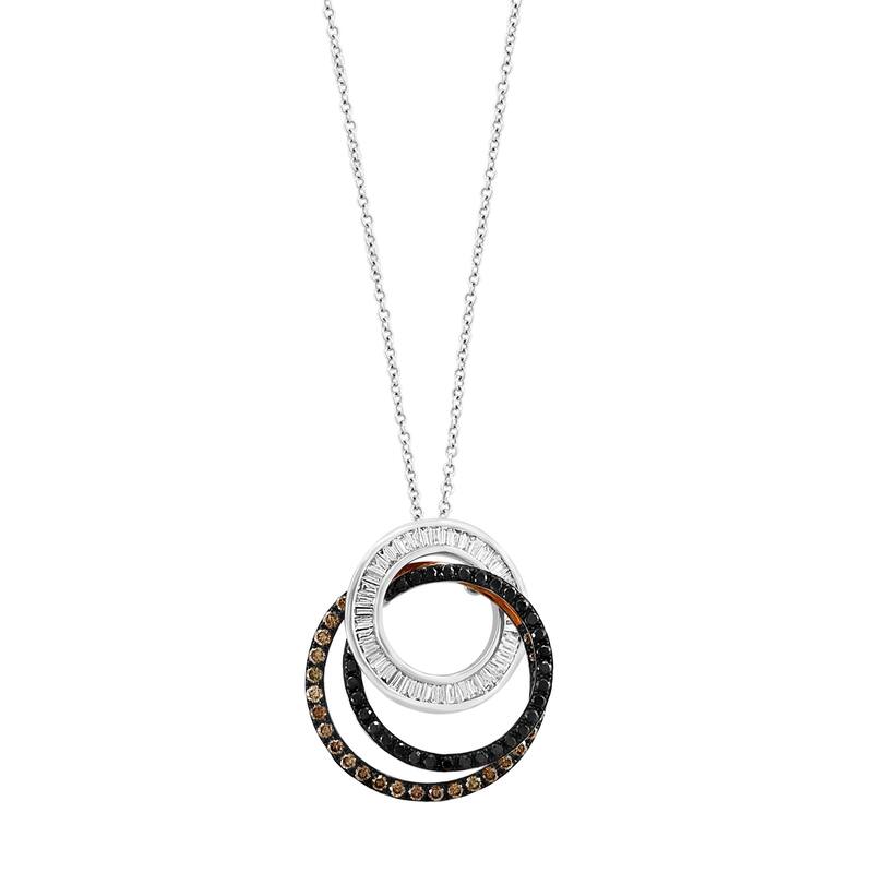 Effy Women's 14K White, Yellow & Rose Gold Diamond,Black Diamond,Espresso Diamond Pendant Necklace