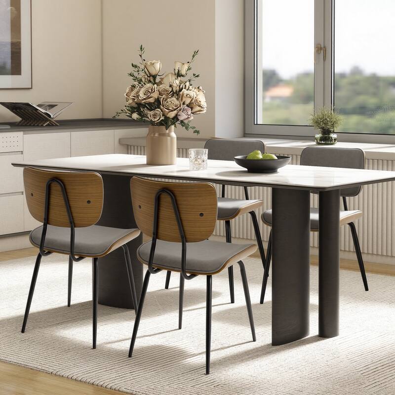 Faux Leather Upholstered Dining Chairs Set of 2/4 - 33.5"H x 19.3"W x 23"D