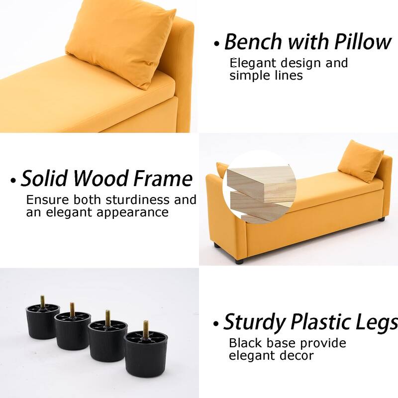 Velvet Storage Bench for Bedroom,End of Bed Bench for King Size Bed, Modern Upholstered Long Ottoman Bench for Entryway
