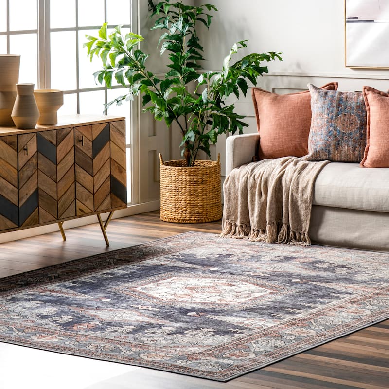 Nuloom Maire SpinClean Traditional Medallion Machine Washable Area Rug