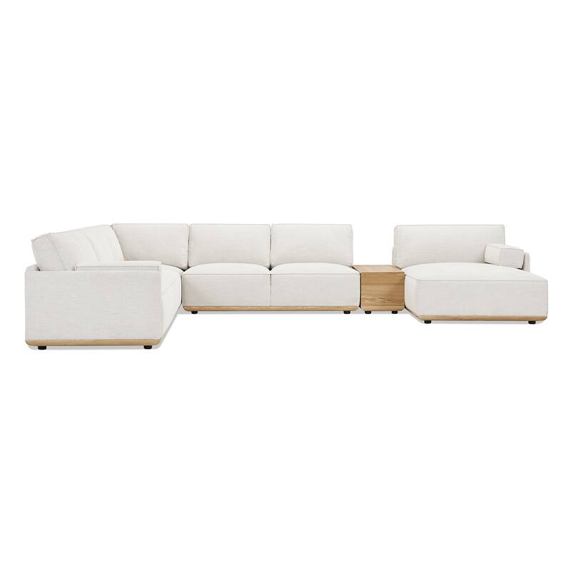 Destin 164" Chaise Sectional Sofa with Bolster Pillows and Wood Storage Console