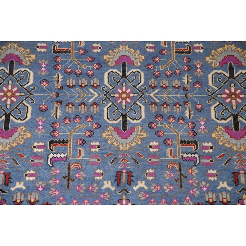 All-Over Blue Ziegler Oriental Area Rug Handmade Wool Carpet - 7'10" x 10'1"