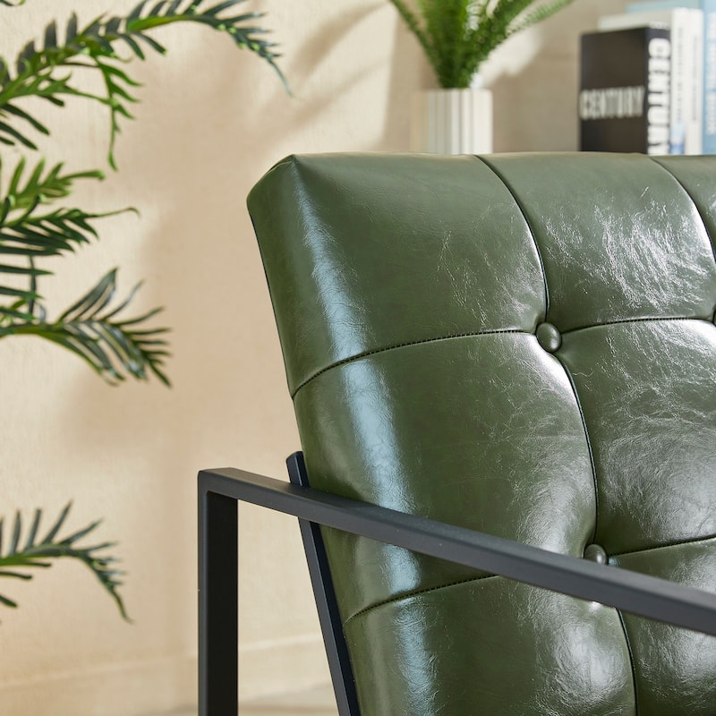 Glitzhome 29.50"W Mid-Century PU Leather Tufted Accent Chair - 29.5"W x 30.5"H x 29.25"D