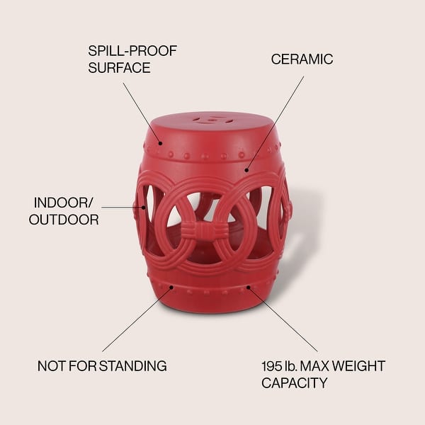 dimension image slide 13 of 15, Lucky Coins 16" Chinese Ceramic Drum Garden Stool