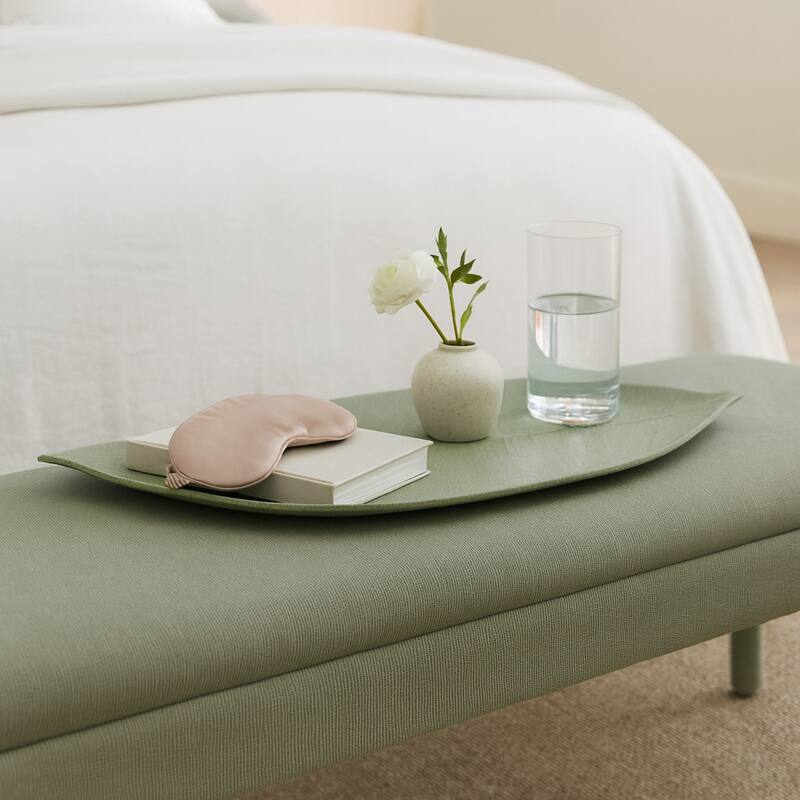 Decorative Resin Leaf Tray - Green, 20" - 20.0"