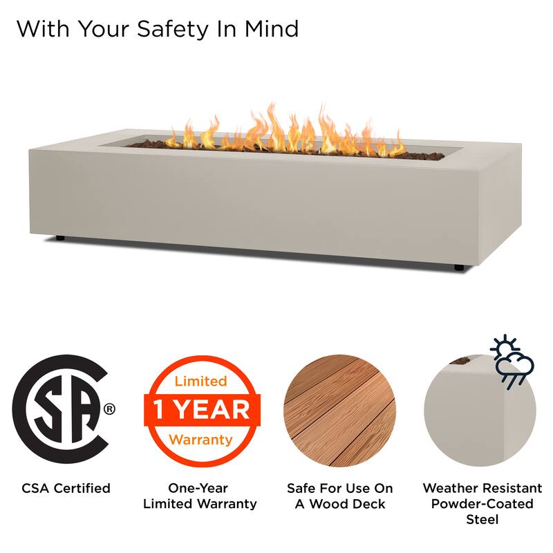 Aegean 70" Rectangle Fire Table Propane or Natural Gas by Real Flame