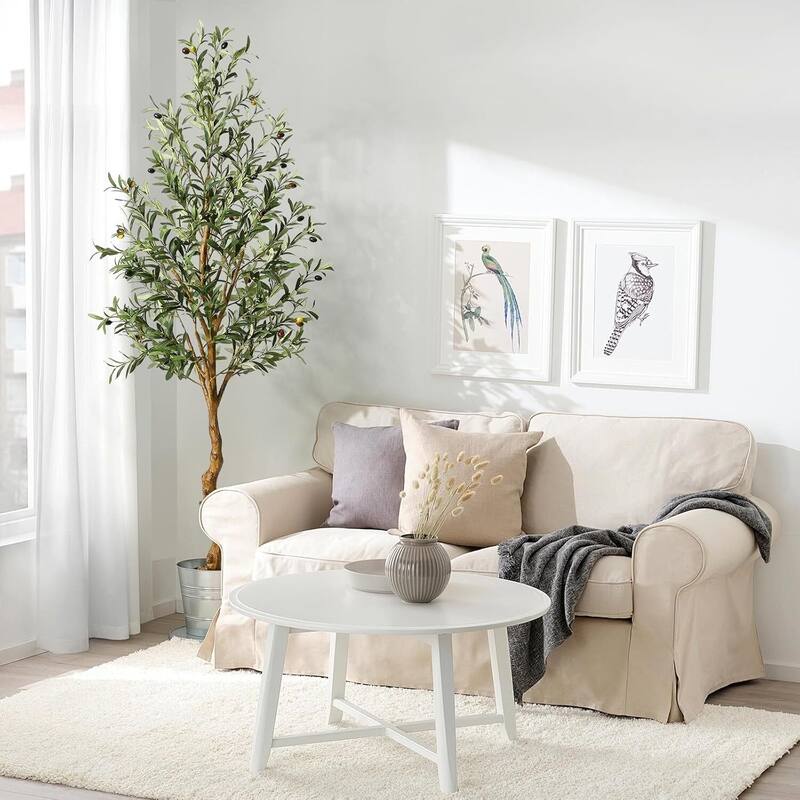 Artificial Olive Tree 7FT(84in) Tall Faux Silk Olive Trees with Backet for Home Office - 7 FT