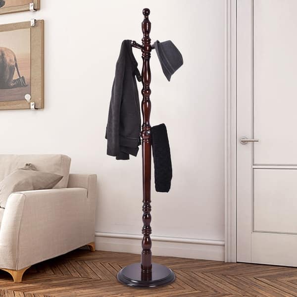 Shop Costway 2 Tire Wood Hat Coat Rack Hanger Tree Stand Hallway Entry Overstock 16680273