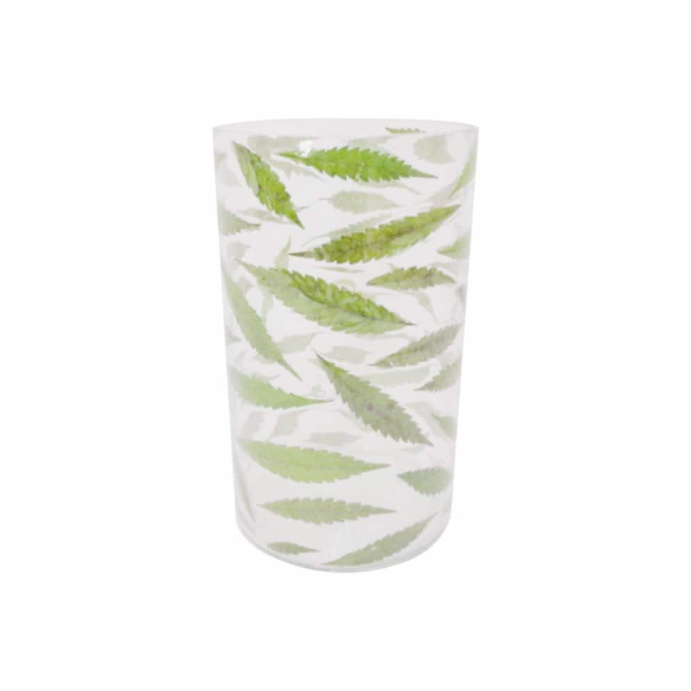 Lg. Glass & Leaf Vase 4.75Dia- A - Natural