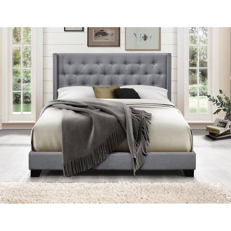 Brady Upholstered Tufted Wingback Panel Bed