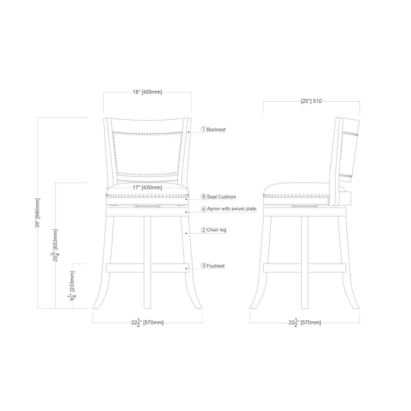 Augusta Wood Upholstered Swivel Counter Barstool