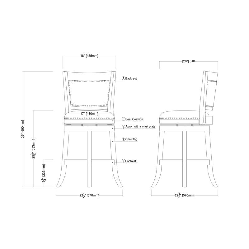 Augusta 24-inch Swivel Counter Stool