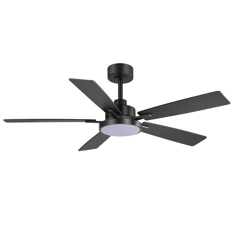 52" Black 5-Blade Integrated LED Ceiling Fan with Light and Remote
