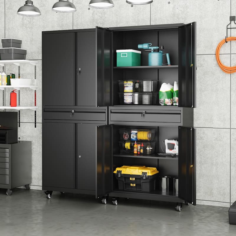 Steel Garage Storage Cabinet Rolling Tool Storage Cabinet with Adjustable Shelves
