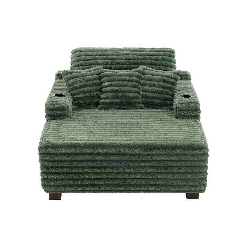 53" Upholstered Chaise Lounge Indoor Sofa with Pillows
