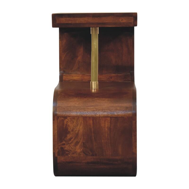 HomeRoots 24" Chestnut And Gold Solid Wood Curved Nightstand
