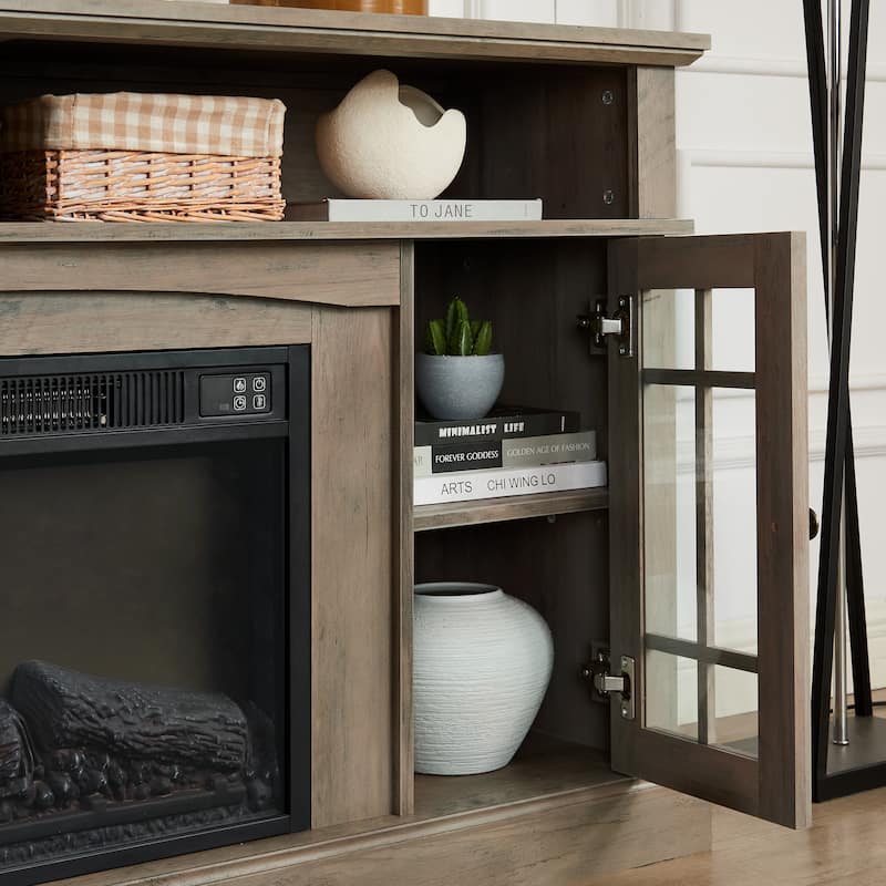 Classic TV Media Stand Modern Entertainment Console with 23" Fireplace Inset.