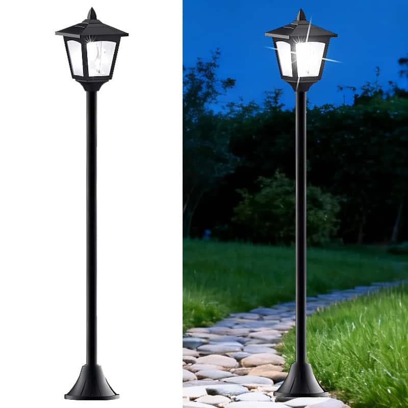 40-Inch Solar Lamp Post Lights Outdoor IP65 Waterproof LED Yard Lights - Black