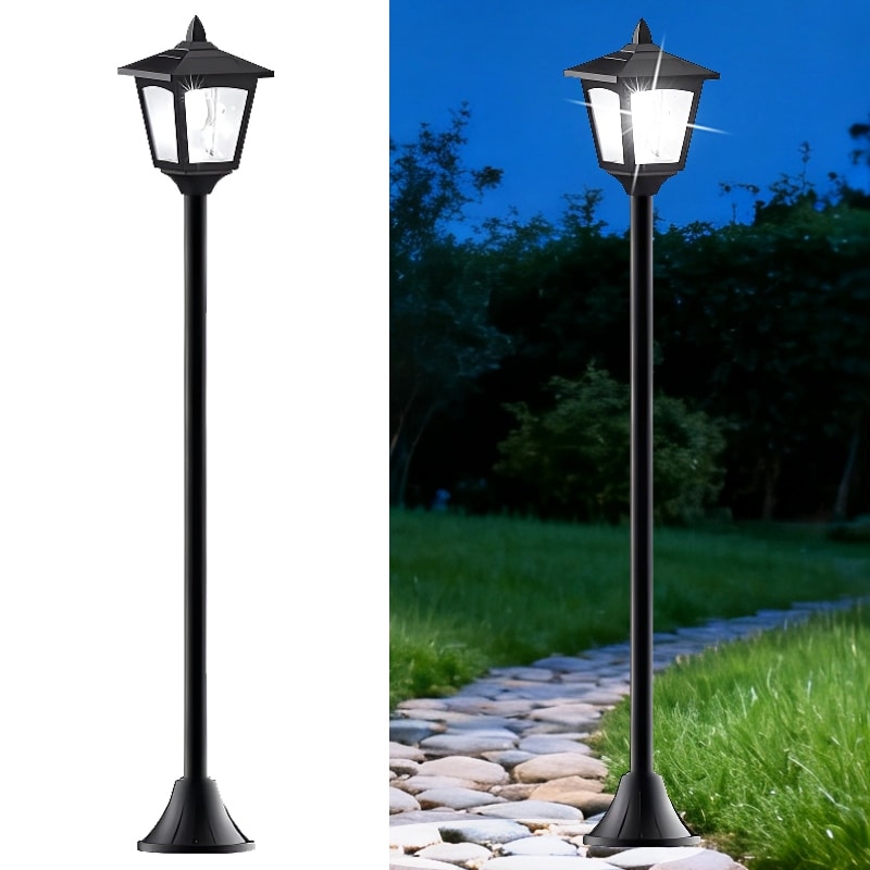 40-Inch Solar Lamp Post Lights Outdoor IP65 Waterproof LED Yard Lights - Black