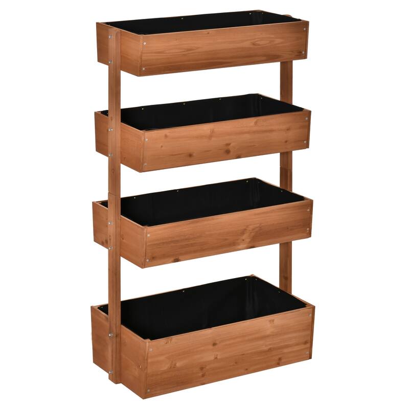 Outsunny 4-Tier Raised Garden Bed, Vertical Flower Pots Rack with Angle Adjustable Planter Boxes, Elevated Wooden Plant Stand