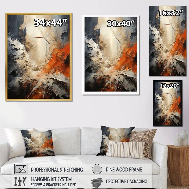 Designart "Minimalism Christianity Cross Dream" Christianity Framed Canvas Art Print