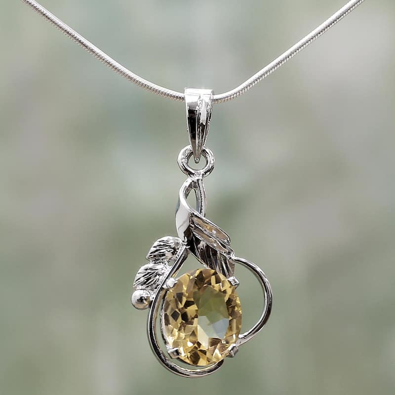 Novica Handmade Golden Majesty Topaz Pendant Necklace
